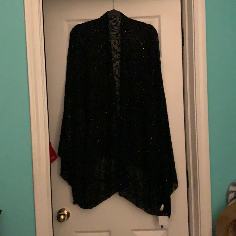 Black kimono with multi colored sparkles